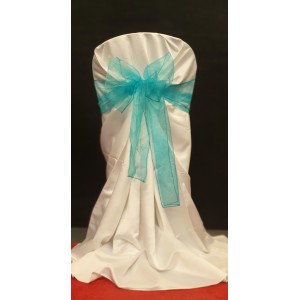 Chair Cover Sash, Organza Turquoise